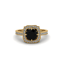Black Diamond Cathedral Halo Engagement Ring - Luciana No. 7 image 1