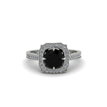 Black Diamond Cathedral Halo Engagement Ring - Luciana No. 9 image 1