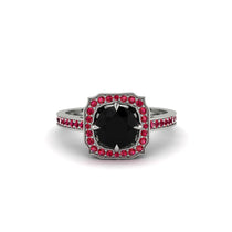 Black Diamond Cathedral Halo Engagement Ring - Luciana No. 54 image 1