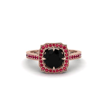Black Diamond Cathedral Halo Engagement Ring - Luciana No. 53 image 1