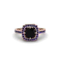 Black Diamond Cathedral Halo Engagement Ring - Luciana No. 68 image 1