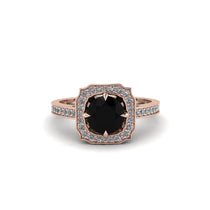 Black Diamond Cathedral Halo Engagement Ring - Luciana No. 8 image 1