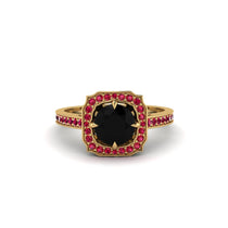 Black Diamond Cathedral Halo Engagement Ring - Luciana No. 52 image 1