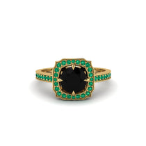 Black Diamond Cathedral Halo Engagement Ring - Luciana No. 22 image 1