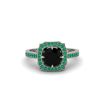 Black Diamond Cathedral Halo Engagement Ring - Luciana No. 24 image 1
