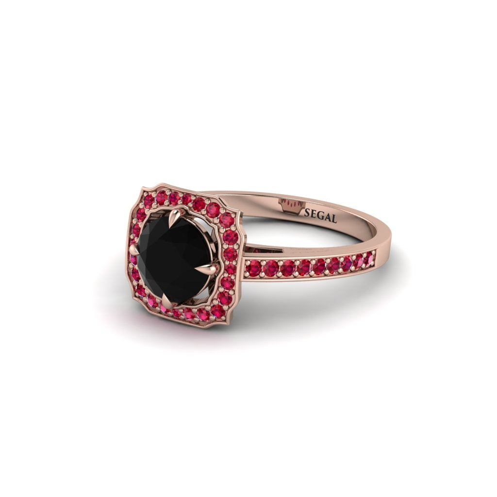 Black Diamond Cathedral Halo Engagement Ring - Luciana No. 53