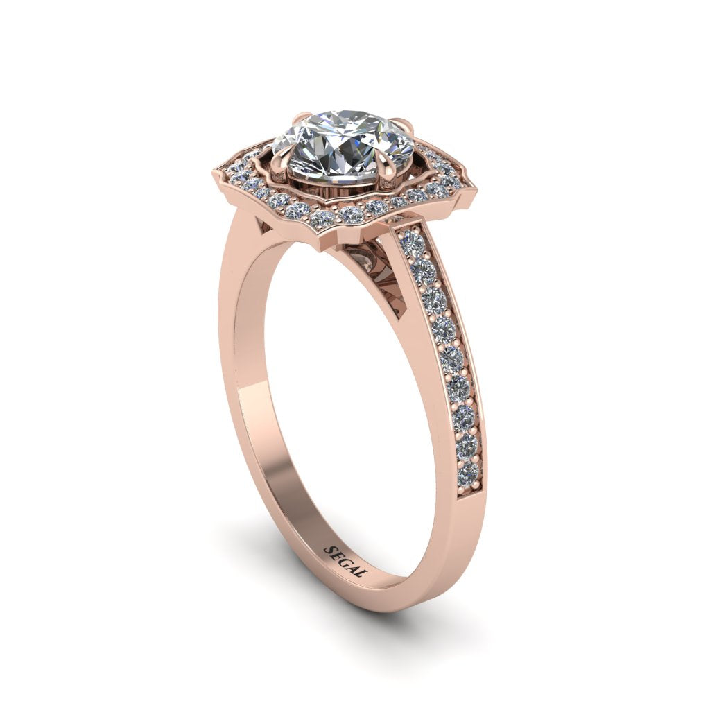 Diamond Cathedral Halo Engagement Ring - Luciana No. 2