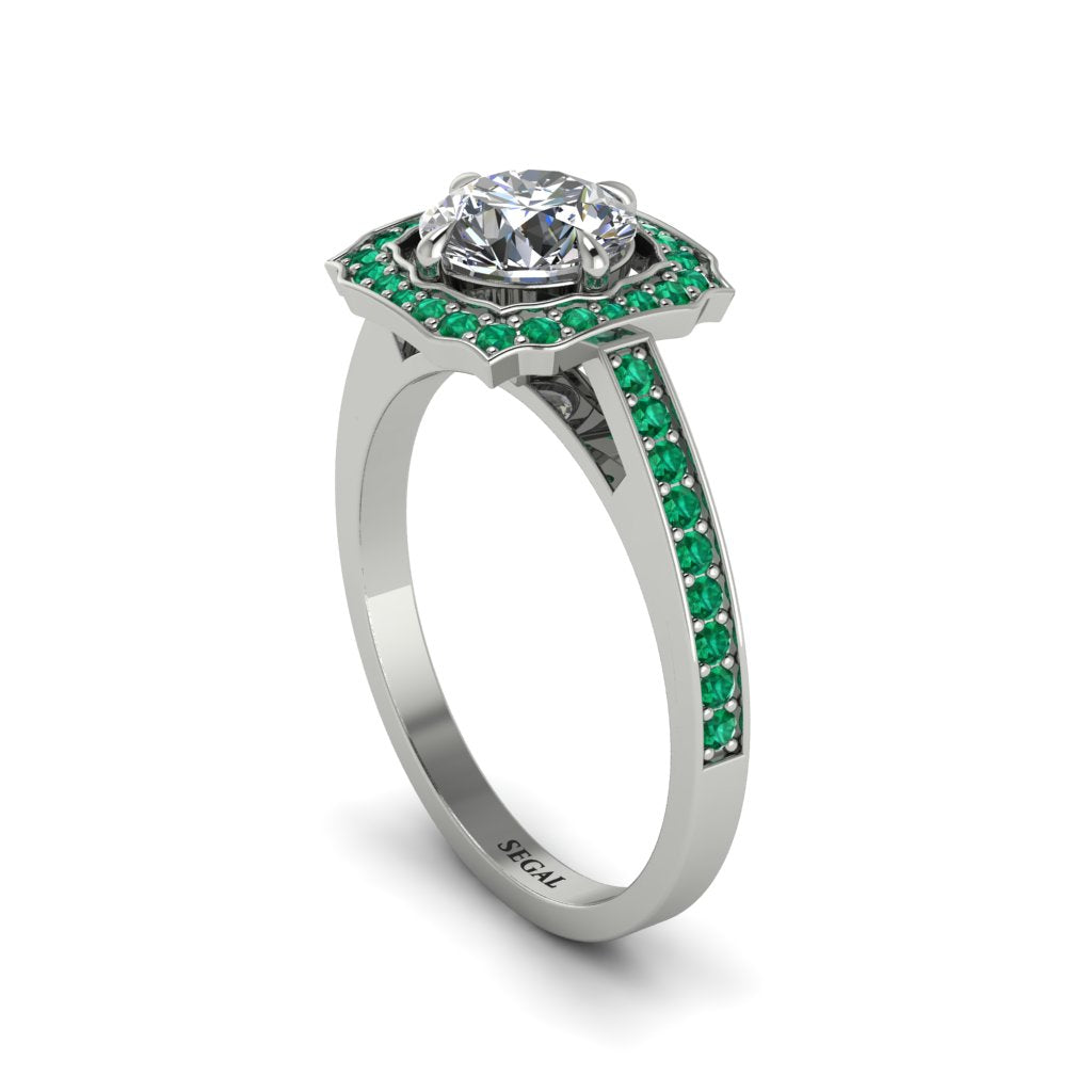 Diamond Cathedral Halo Engagement Ring - Luciana No. 18