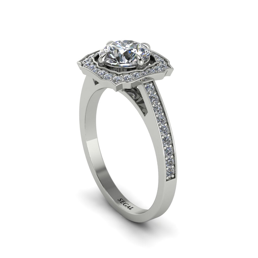 Diamond Cathedral Halo Engagement Ring - Luciana No. 3