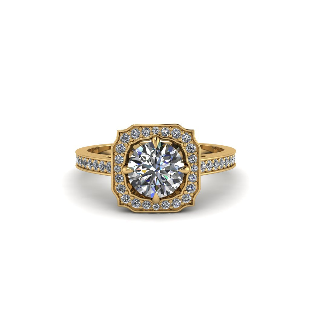 Diamond Cathedral Halo Engagement Ring - Luciana No. 1