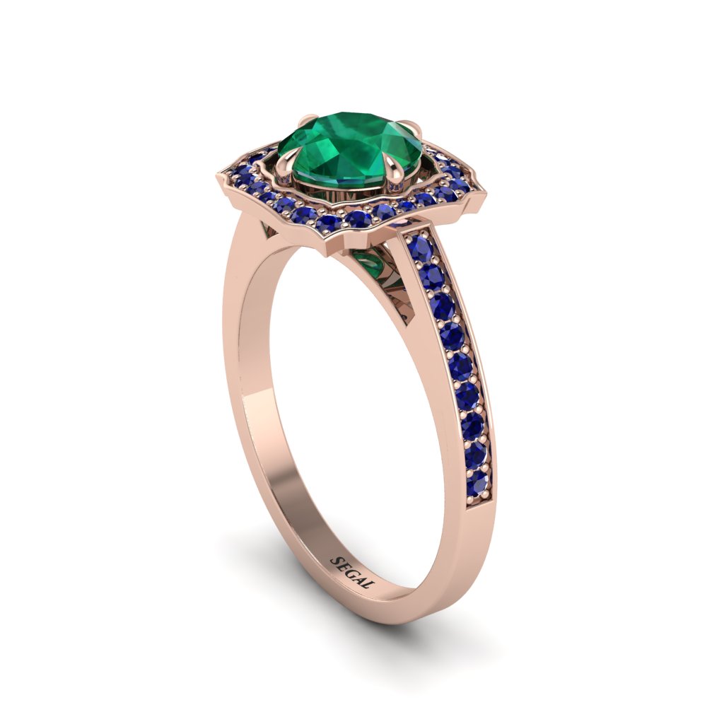 Emerald Cathedral Halo Engagement Ring - Luciana No. 65