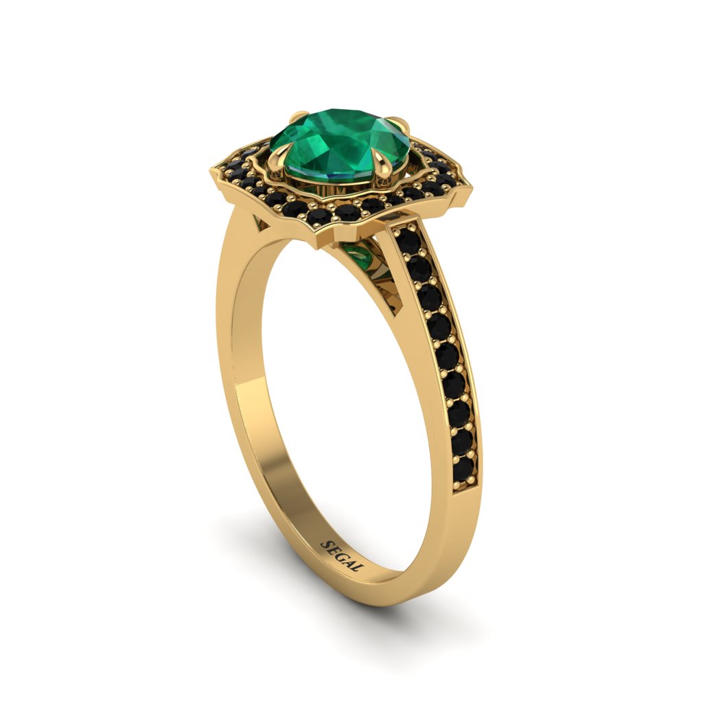 Emerald Cathedral Halo Engagement Ring - Luciana No. 34