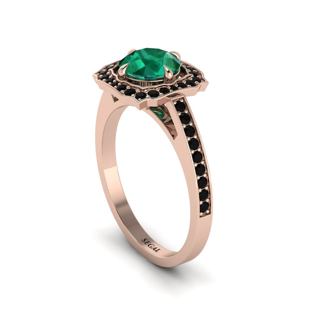 Emerald Cathedral Halo Engagement Ring - Luciana No. 35