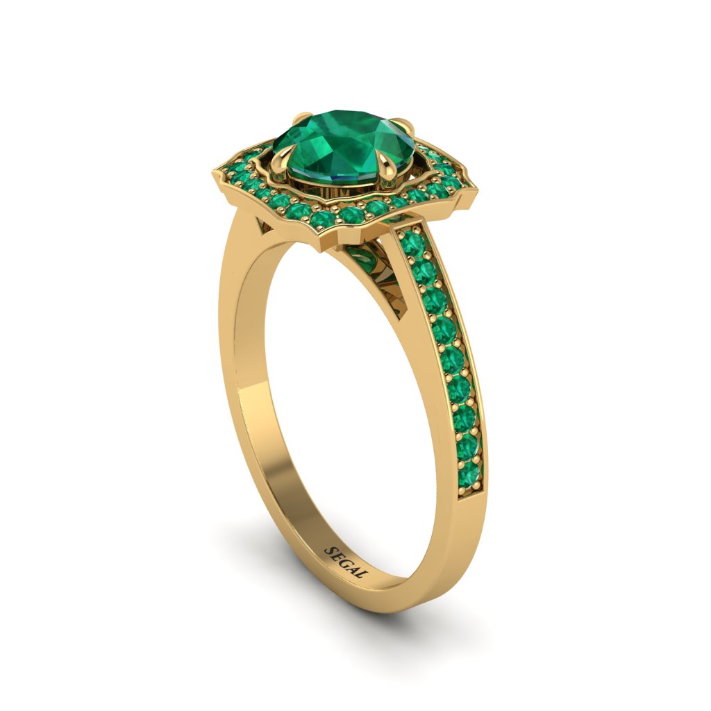 Emerald Cathedral Halo Engagement Ring - Luciana No. 19