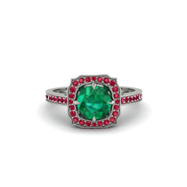 Emerald Cathedral Halo Engagement Ring - Luciana No. 51 image 1