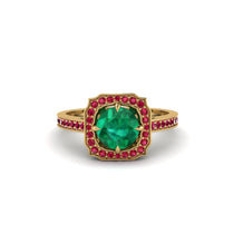 Emerald Cathedral Halo Engagement Ring - Luciana No. 49 image 1