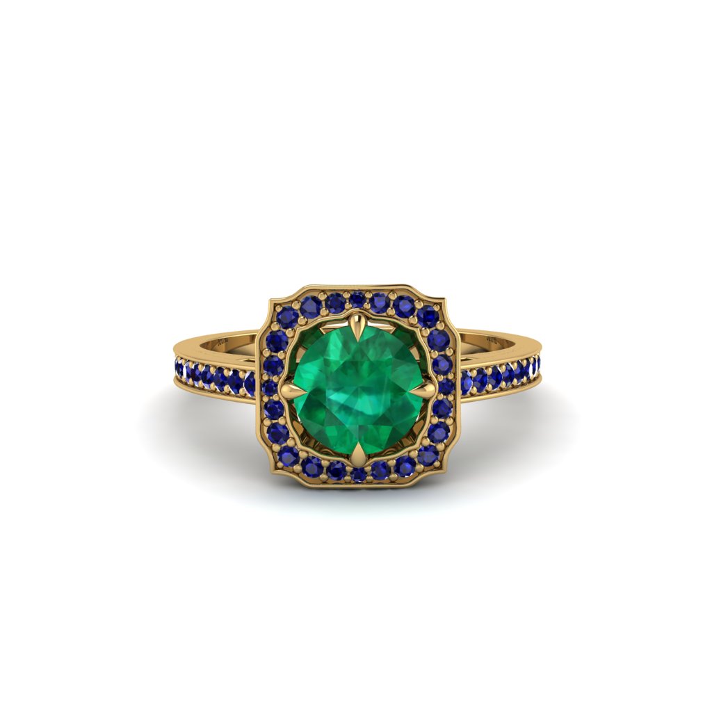 Emerald Cathedral Halo Engagement Ring - Luciana No. 64