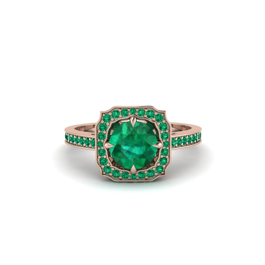Emerald Cathedral Halo Engagement Ring - Luciana No. 20