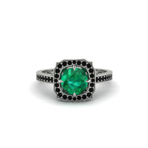 Emerald Cathedral Halo Engagement Ring - Luciana No. 36 image 1