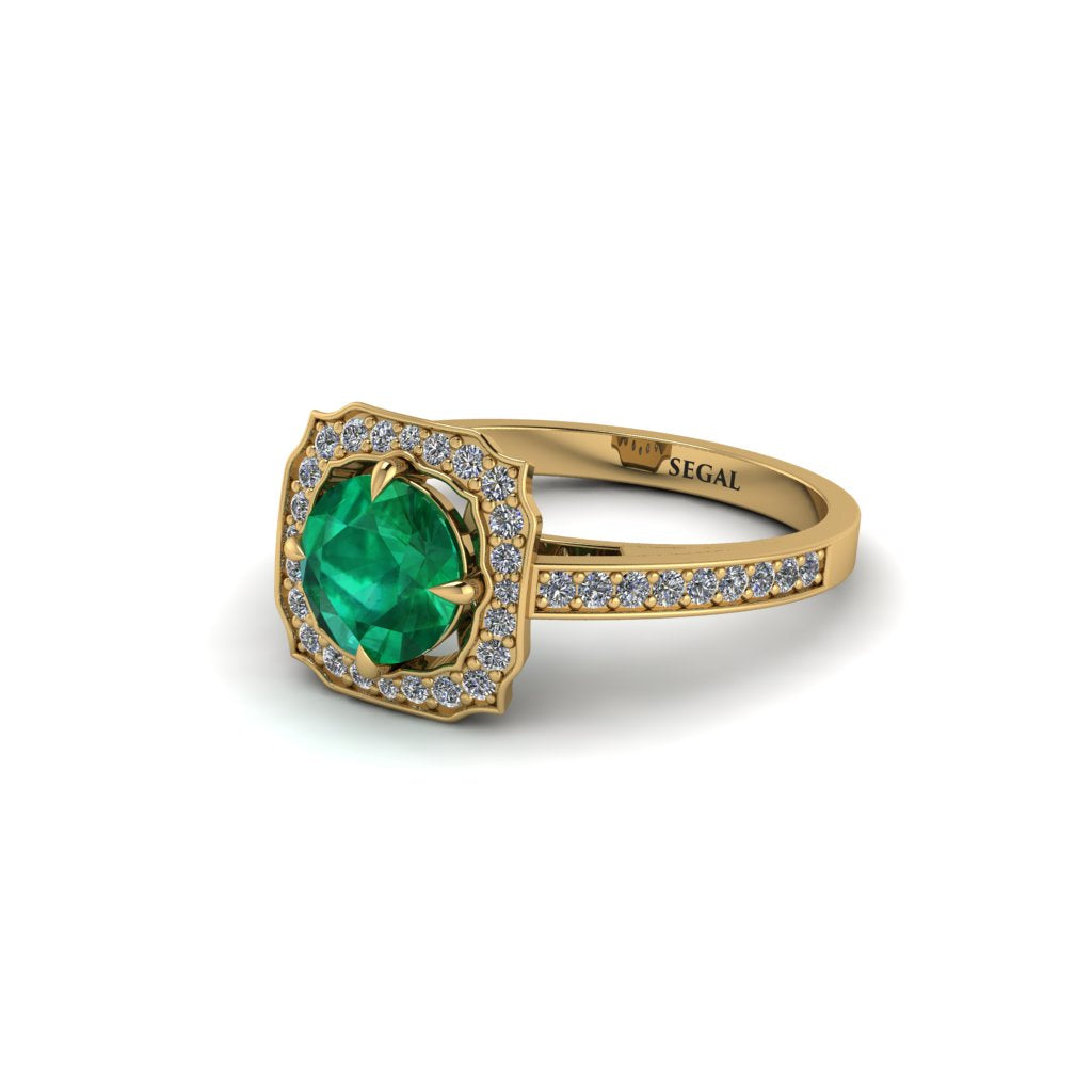 Emerald Cathedral Halo Engagement Ring - Luciana No. 4