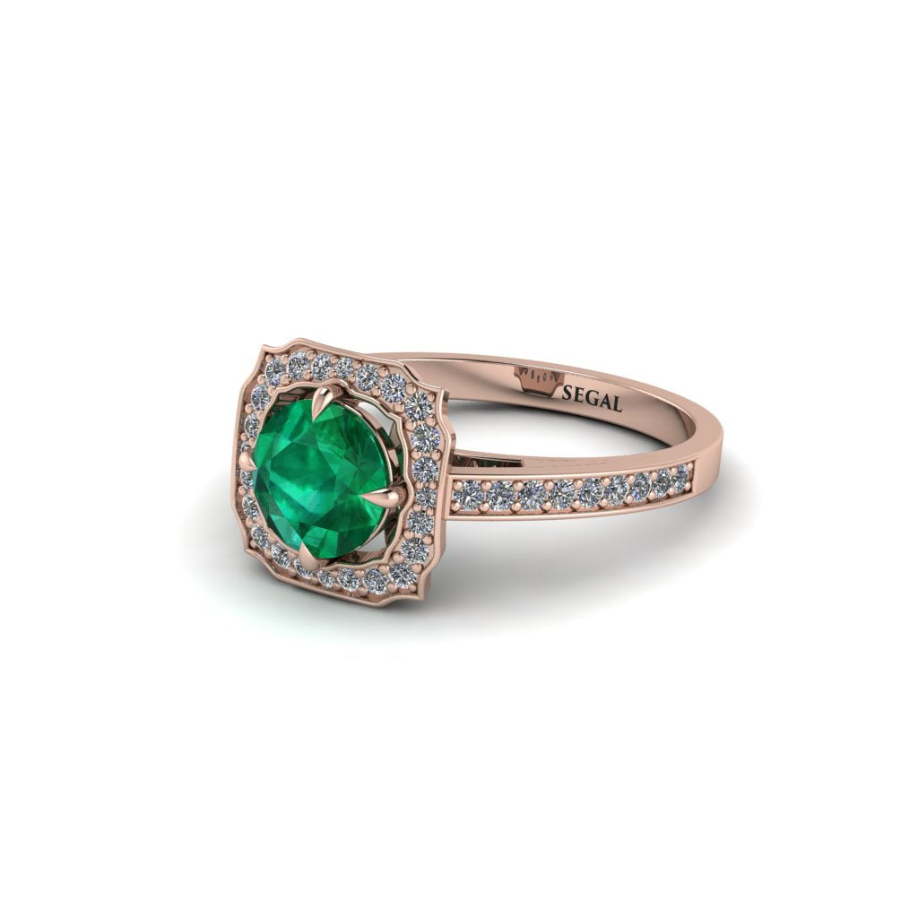 Emerald Cathedral Halo Engagement Ring - Luciana No. 5