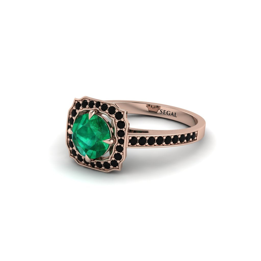 Emerald Cathedral Halo Engagement Ring - Luciana No. 35