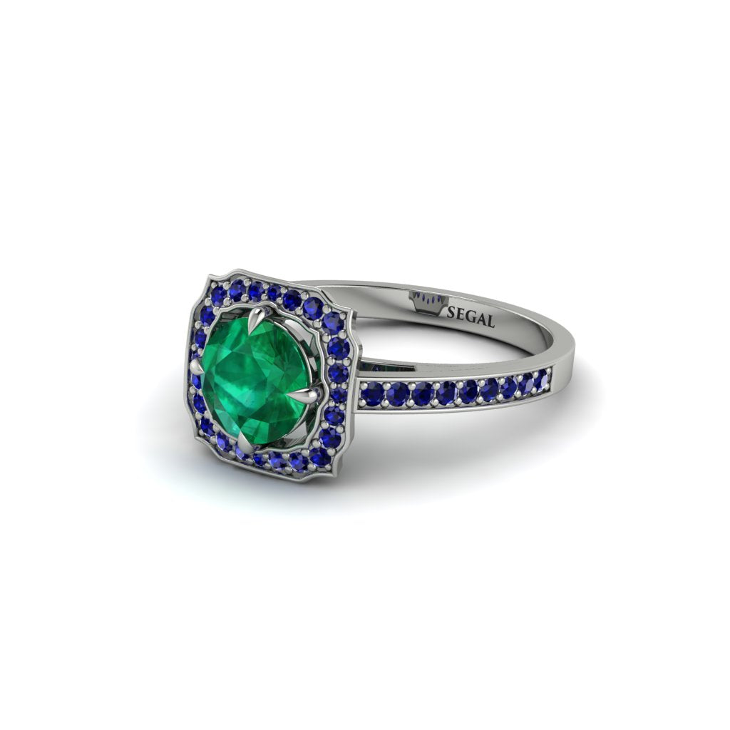 Emerald Cathedral Halo Engagement Ring - Luciana No. 66