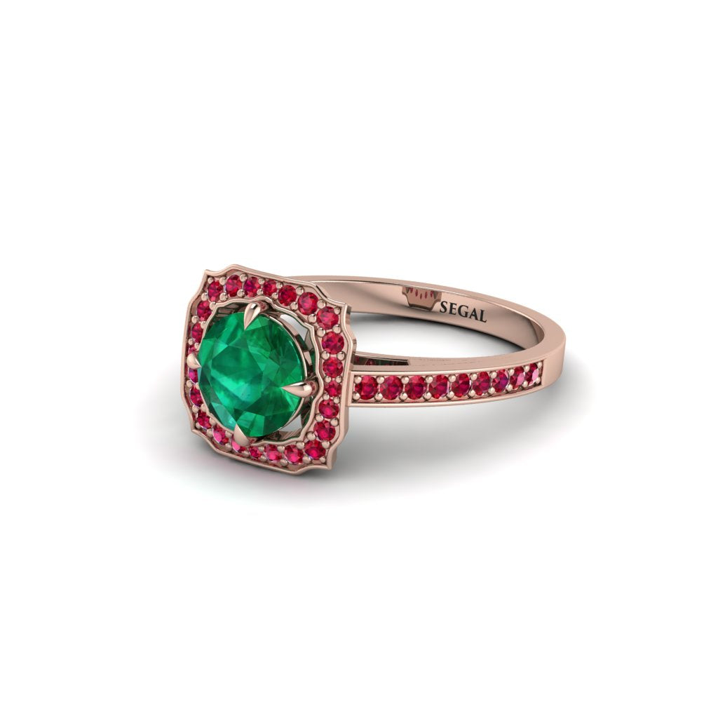 Emerald Cathedral Halo Engagement Ring - Luciana No. 50