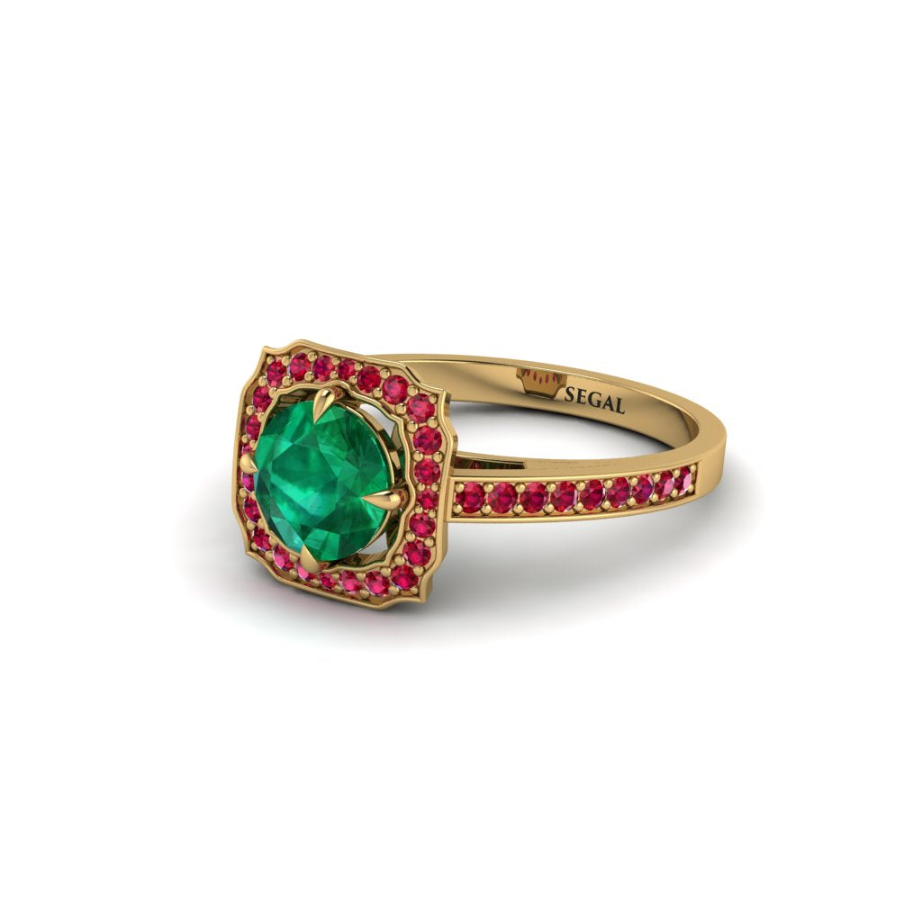 Emerald Cathedral Halo Engagement Ring - Luciana No. 49