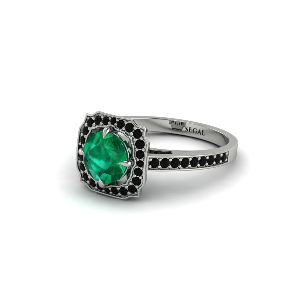 Emerald Cathedral Halo Engagement Ring - Luciana No. 36
