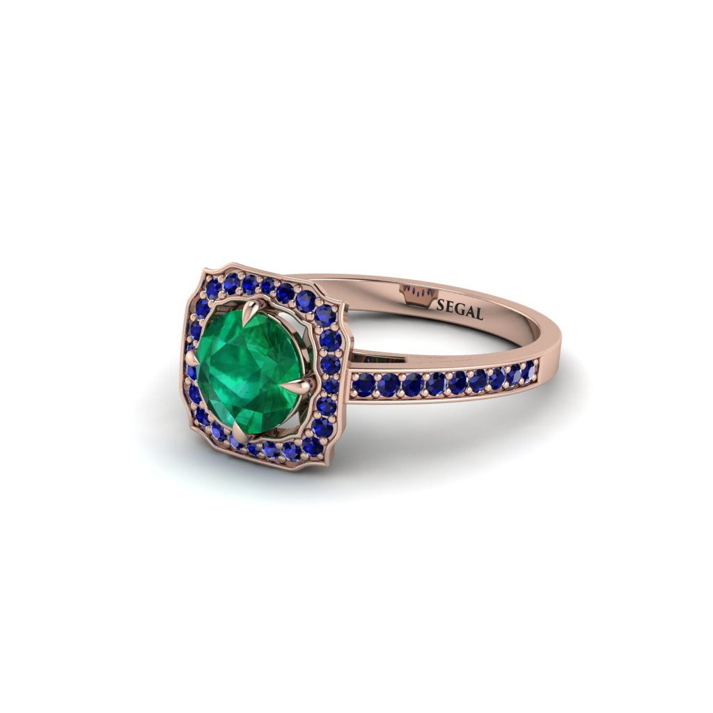 Emerald Cathedral Halo Engagement Ring - Luciana No. 65