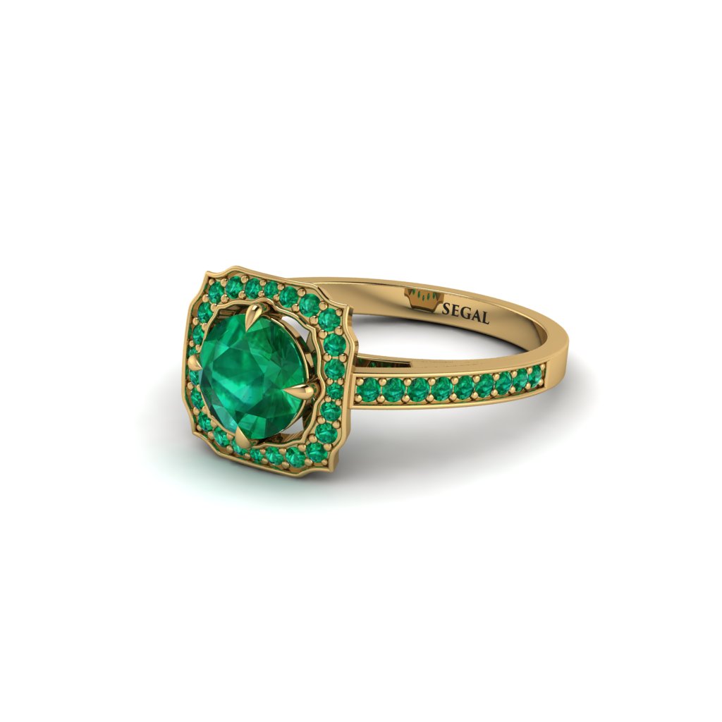 Emerald Cathedral Halo Engagement Ring - Luciana No. 19
