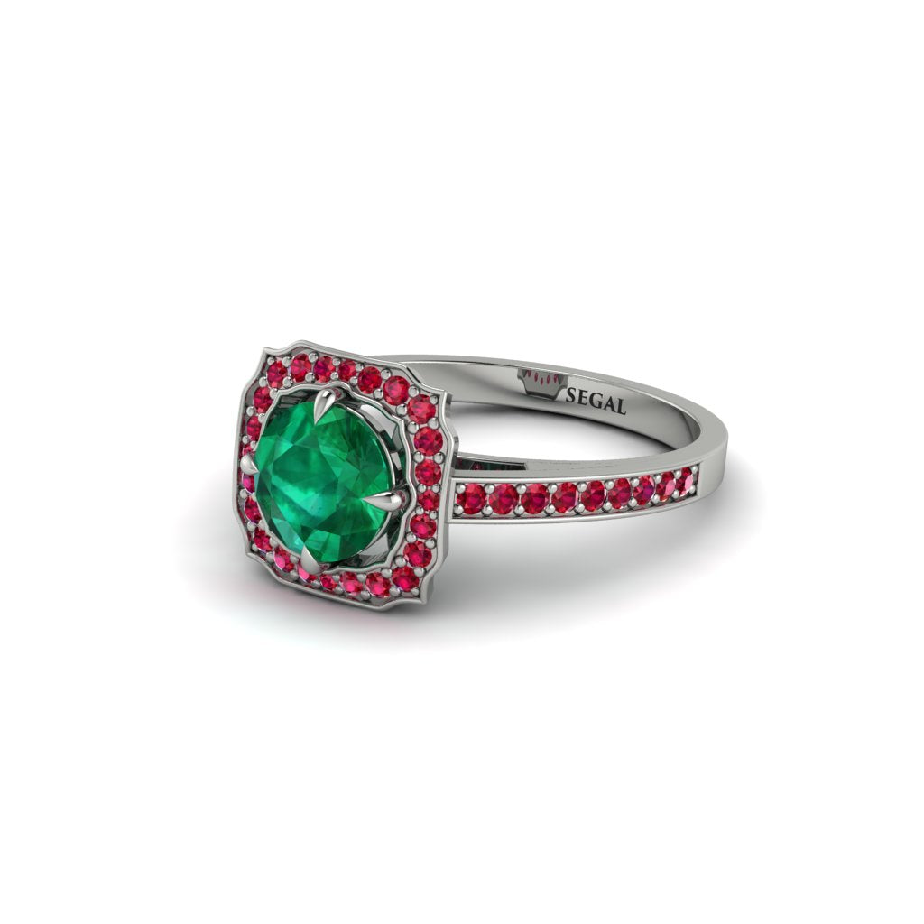Emerald Cathedral Halo Engagement Ring - Luciana No. 51