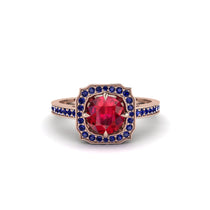 Ruby Cathedral Halo Engagement Ring - Luciana No. 71 image 1