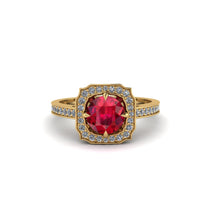 Ruby Cathedral Halo Engagement Ring - Luciana No. 10 image 1