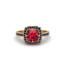 Ruby Cathedral Halo Engagement Ring - Luciana No. 70 image 1