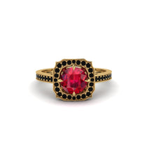 Ruby Cathedral Halo Engagement Ring - Luciana No. 40 image 1