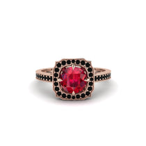 Ruby Cathedral Halo Engagement Ring - Luciana No. 41 image 1