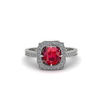 Ruby Cathedral Halo Engagement Ring - Luciana No. 12 image 1