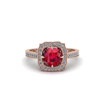 Ruby Cathedral Halo Engagement Ring - Luciana No. 11 image 1