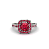 Ruby Cathedral Halo Engagement Ring - Luciana No. 57 image 1