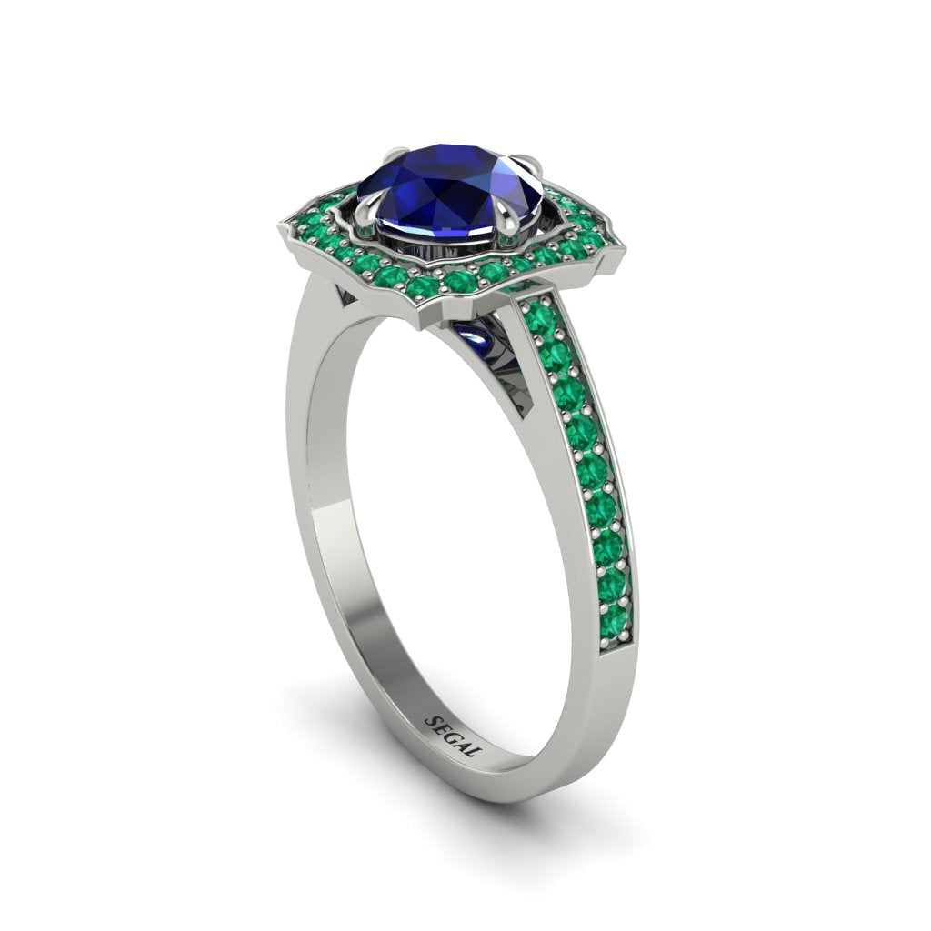 Sapphire Cathedral Halo Engagement Ring - Luciana No. 30