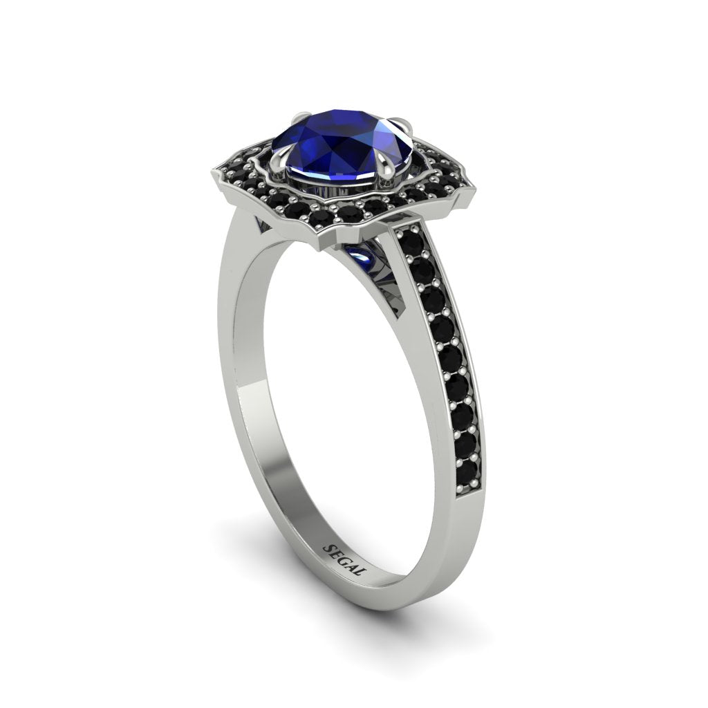 Sapphire Cathedral Halo Engagement Ring - Luciana No. 45