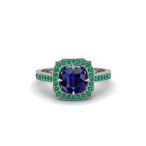 Sapphire Cathedral Halo Engagement Ring - Luciana No. 30 image 1