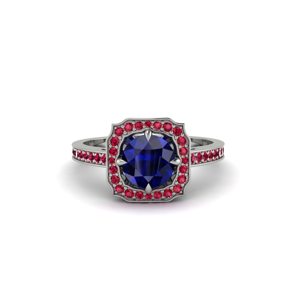 Sapphire Cathedral Halo Engagement Ring - Luciana No. 60