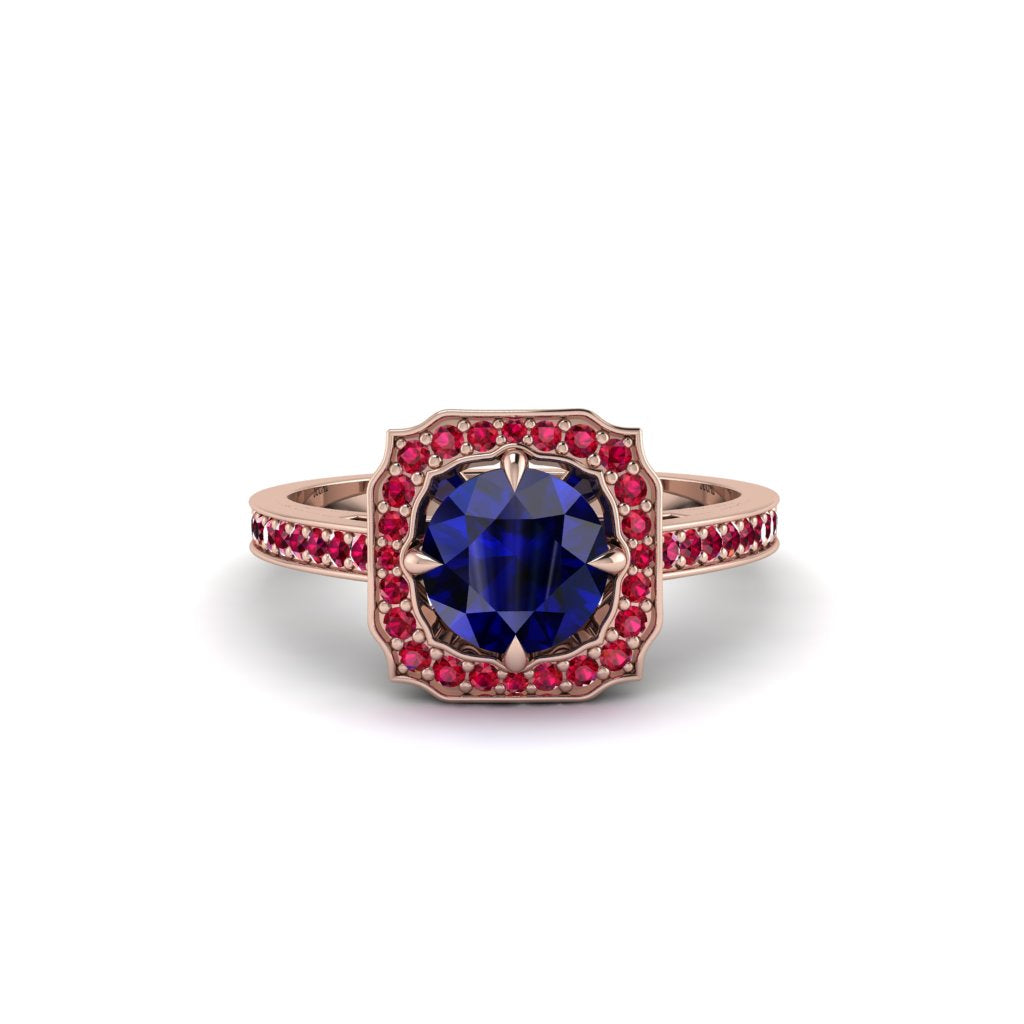 Sapphire Cathedral Halo Engagement Ring - Luciana No. 59