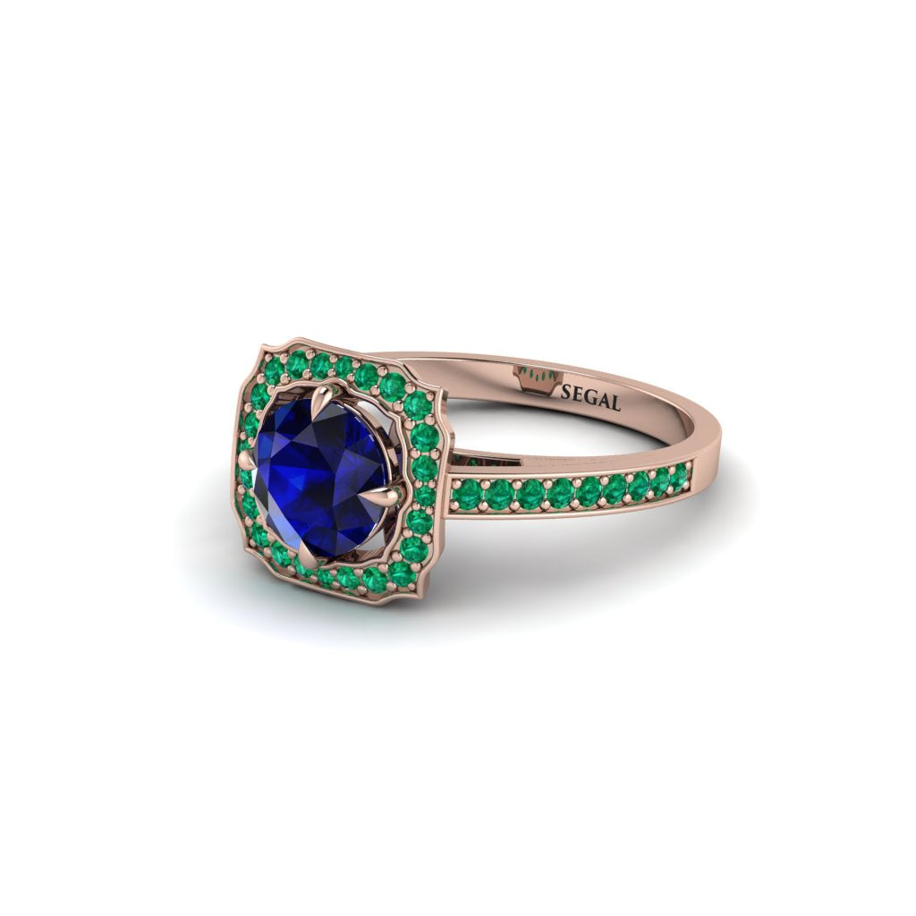 Sapphire Cathedral Halo Engagement Ring - Luciana No. 29