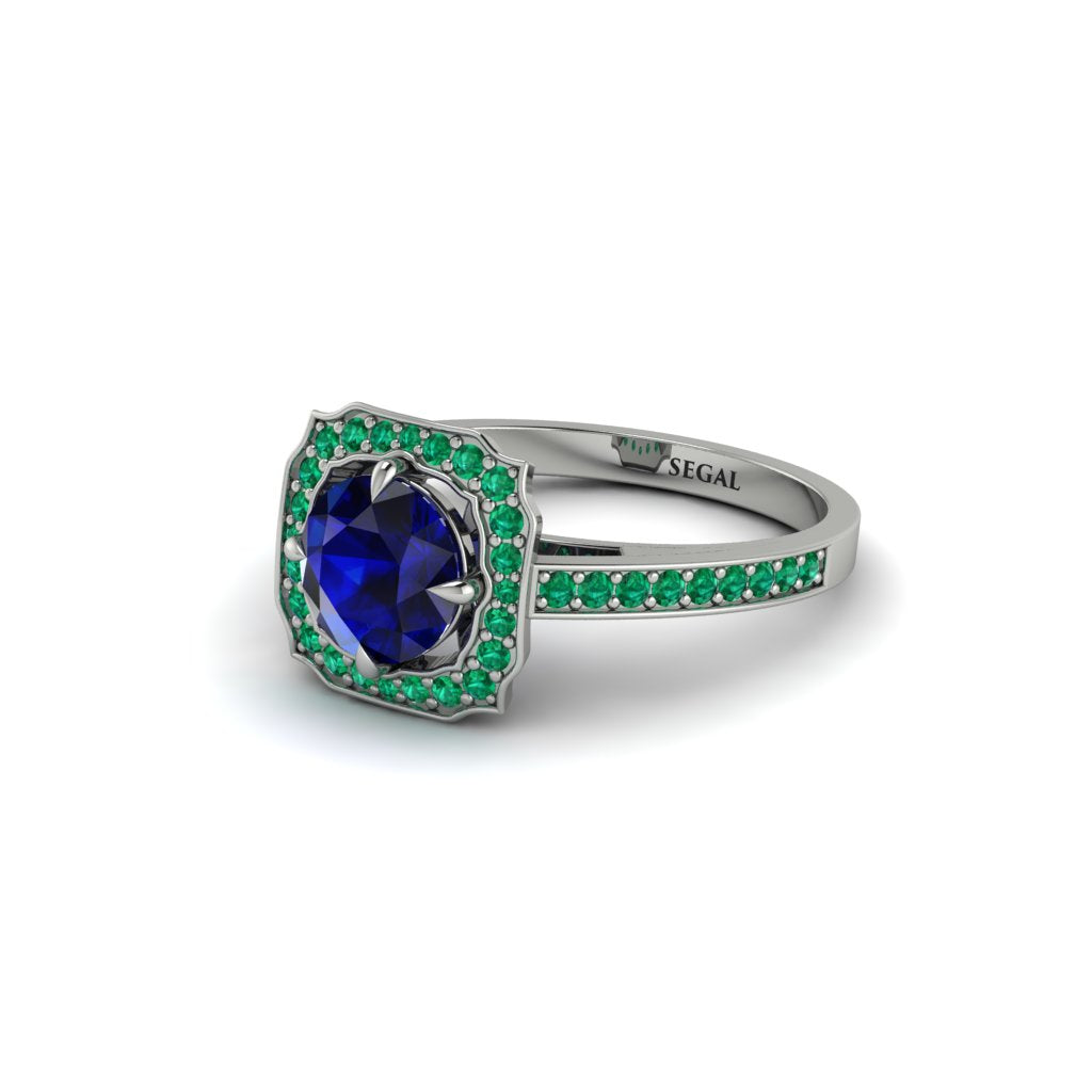 Sapphire Cathedral Halo Engagement Ring - Luciana No. 30