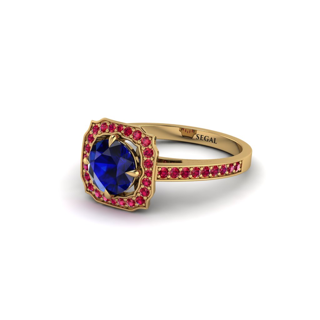 Sapphire Cathedral Halo Engagement Ring - Luciana No. 58