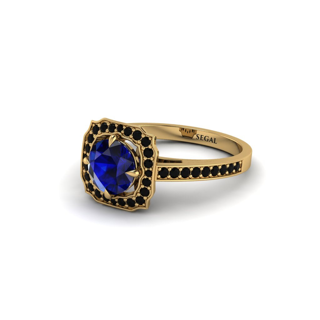 Sapphire Cathedral Halo Engagement Ring - Luciana No. 43